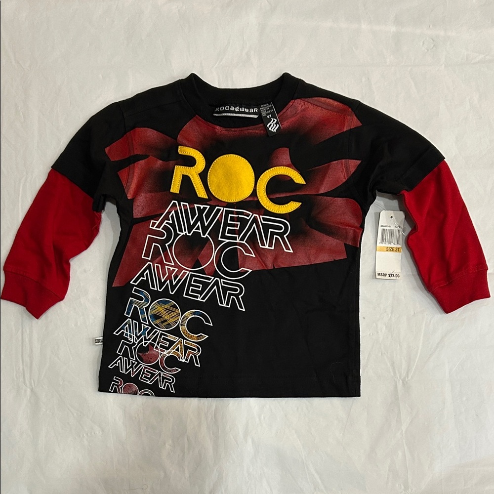 Rocawear Kids Long Sleeve Tee - Black, Red, Yellow